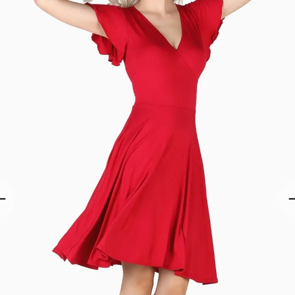 RED WRAP LONGLINE DRESS - LIMITED